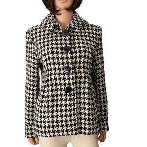 NWOT GC Gallery collection black white houndstooth jacket detachable hood